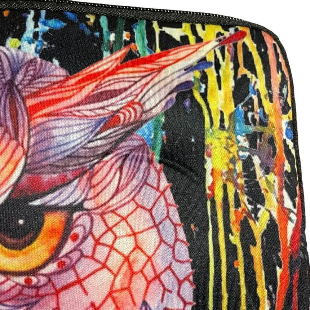 Psychedelic owl neoprene  laptop sleeve bag